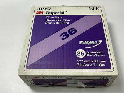 (10) 3M 01952 7'' X 7/8'' 36 Grit Fiber Disc: Fiber Backed Abrasive Sanding Disc