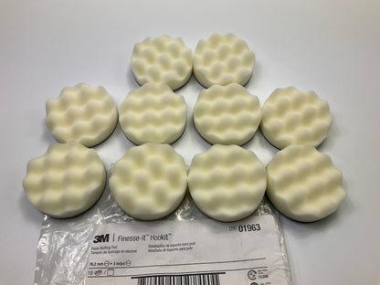 3M 01963 3'' Finesse-it Buffing Pad 3 In White Foam - 10 Pack