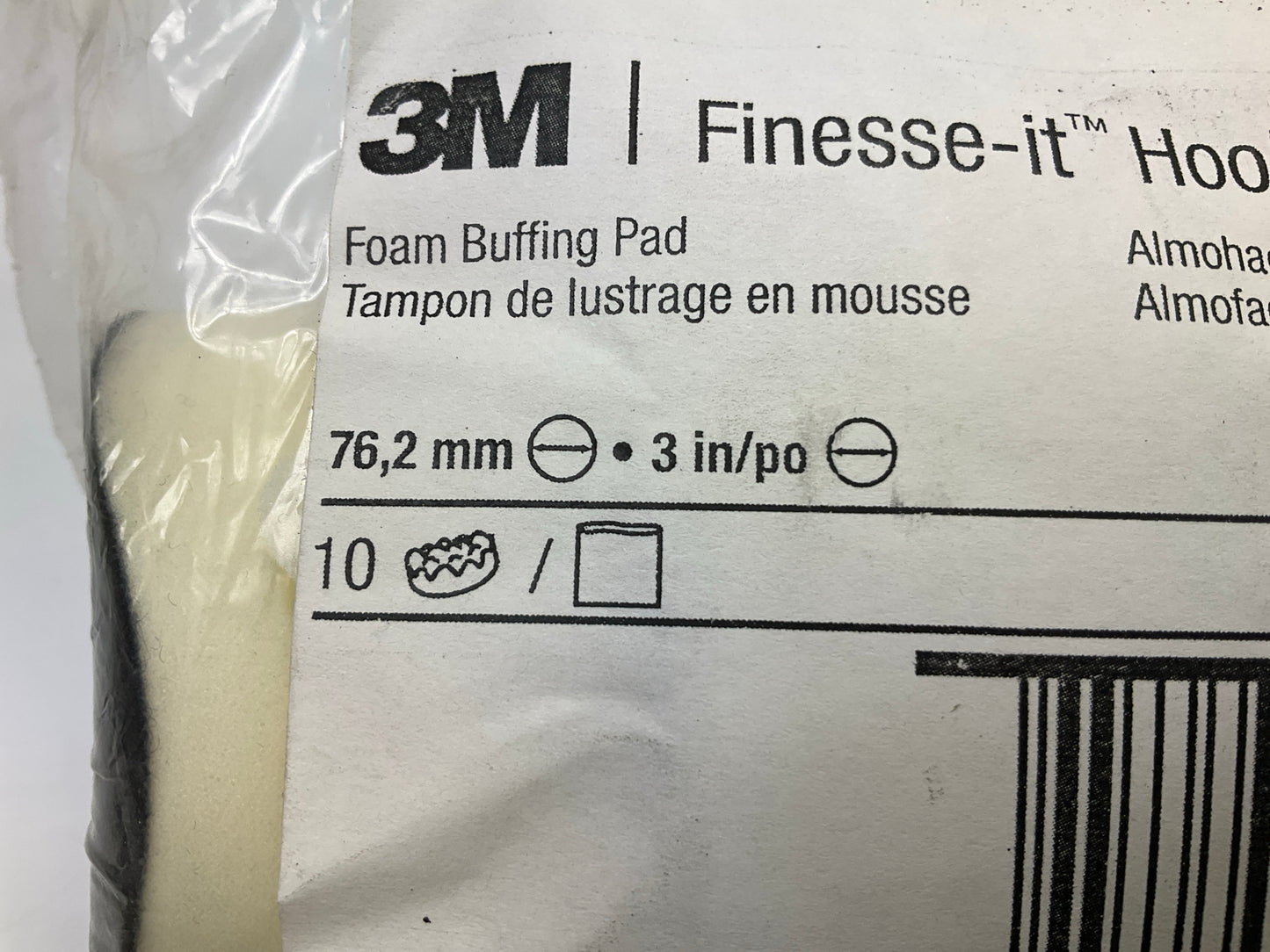 3M 01963 3'' Finesse-it Buffing Pad 3 In White Foam - 10 Pack