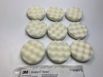 3M 01963 3'' Finesse-it Buffing Pad 3 In White Foam - 9 Pack