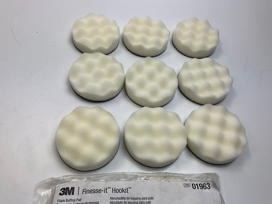 3M 01963 3'' Finesse-it Buffing Pad 3 In White Foam - 9 Pack