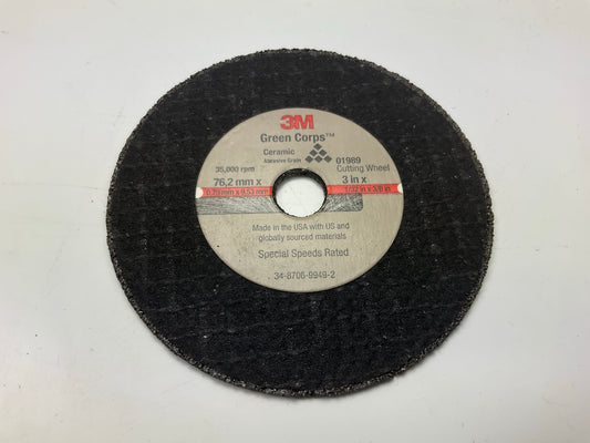 3M 01989 Green Corps Cut Off Wheel 3'' X 1/32'' X 3/8'', 5 Wheels Total