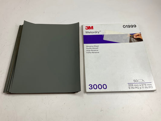 45 Sheets - 3M 01999 Sandpaper Sheets, 3000 Grit, Wetordy, 9''x11''