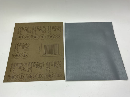 3M 02000 Wetordry Abrasive Sandpaper Sheets 9'' X 11'' , 600A 600 Grit, 25 Sheets
