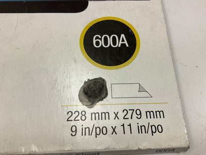 3M 02000 Wetordry Abrasive Sandpaper Sheets 9'' X 11'' , 600A Grit, Pack Of (39)