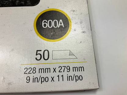 3M 02000 Wetordry Abrasive Sandpaper Sheets 9'' X 11'' , 600A Grit, Pack Of (50)