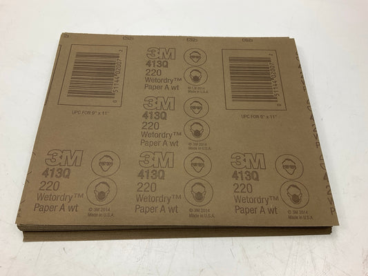 3M 02007 9''x11'' 220 Grit Wet Or Dry Abrasive Sandpaper Sheets, 50 / Box