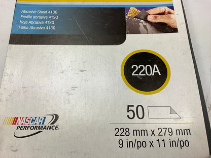 3M 02007 9''x11'' 220 Grit Wet Or Dry Abrasive Sandpaper Sheets, 50 / Box