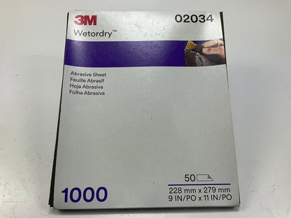 3M 02034 Wetordry Abrasive Sandpaper Sheet 1000 Grit, 9 In X 11 In (50 Sheets)