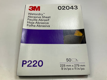 3M 02043 Wetordry Abrasive Sandpaper Sheet, 413Q, 220+ Grit, 9'' X 11'', 50 / PACK