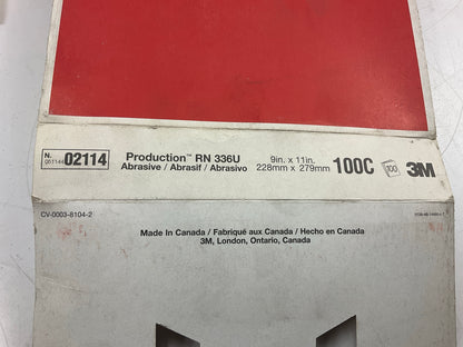 3M 02114 Production Sandpaper Sheet 100C Grit 9'' X 11'' - 100 Sheets Total