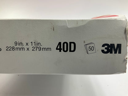 3M 02118 Sandpaper Sheets 9''x11'', 40 Grit, Pack Of 50 Sheets