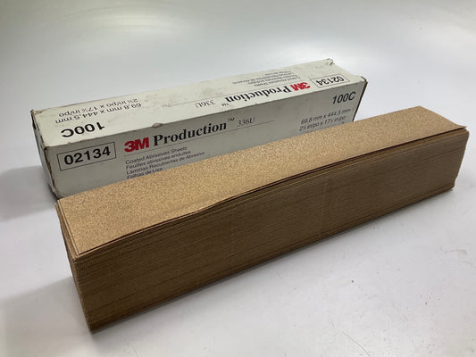 3M 02134 Aluminum Oxide Sandpaper Sheets 100C Grit, 2-3/4''x17-1/2'', 200 Pack
