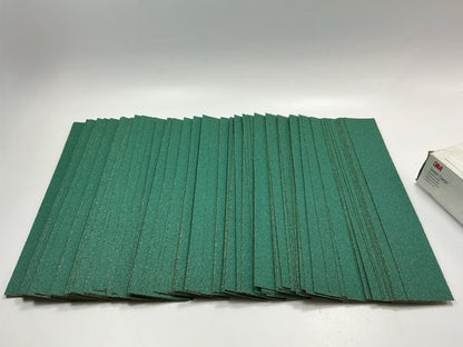 3M 02221 Green Corps Abrasive Sandpaper Sheet, 2-3/4''x17-1/2'' 40E Grit, 100 Pcs