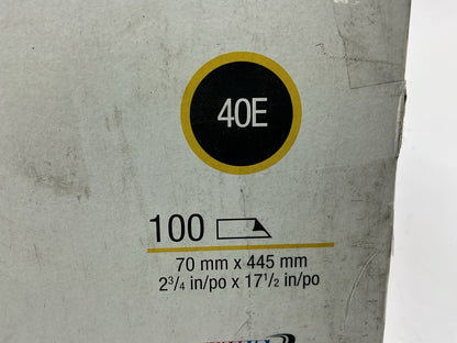 3M 02221 Green Corps Abrasive Sandpaper Sheet, 2-3/4''x17-1/2'' 40E Grit, 100 Pcs