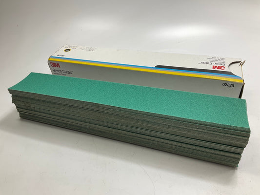 3M 02230 Green Corps Stikit Sand Paper File Sheet 80 Grit 16.5''x2.75, 100 Sheets