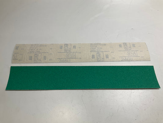 3M 02230 Green Corps Stikit Sand Paper File Sheet 80 Grit 16.5''x2.75, 100 Sheets