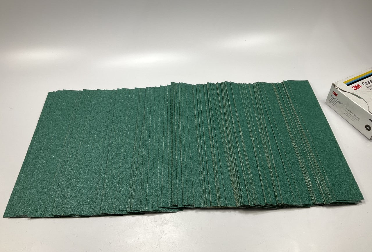3M 02231 Green Corps Stikit Sandpaper Sheet, 2-3/4'' X 16-1/2'' 40E Grit, 100/box