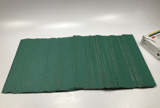 3M 02231 Green Corps Stikit Sandpaper Sheet, 2-3/4'' X 16-1/2'' 40E Grit, 100/box