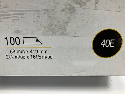 3M 02231 Green Corps Stikit Sandpaper Sheet, 2-3/4'' X 16-1/2'' 40E Grit, 100/box