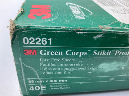 3M 02261 Green Corps Stikit 2-3/4''x16'' 40E Grit Dust-Free Sandpaper Sheet, 100pc