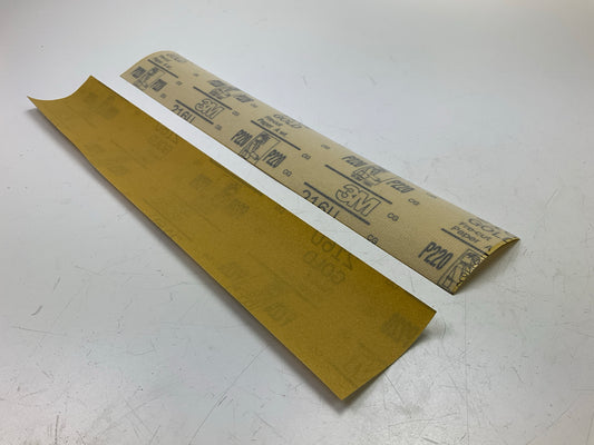 3M 02469 Hookit Gold Sandpaper Sheet, P220, 2-3/4 In X 16 In, Pack Of (50)