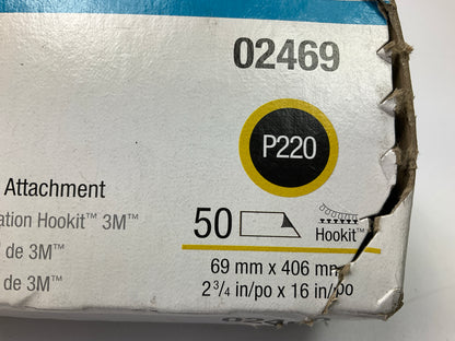 3M 02469 Hookit Gold Sandpaper Sheet, P220, 2-3/4 In X 16 In, Pack Of (50)