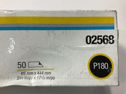 3M 02568 Gold 2.75'' In X 17.5'' In P180 Grit Abrasive Sanding Sheet - 50 Pack Box