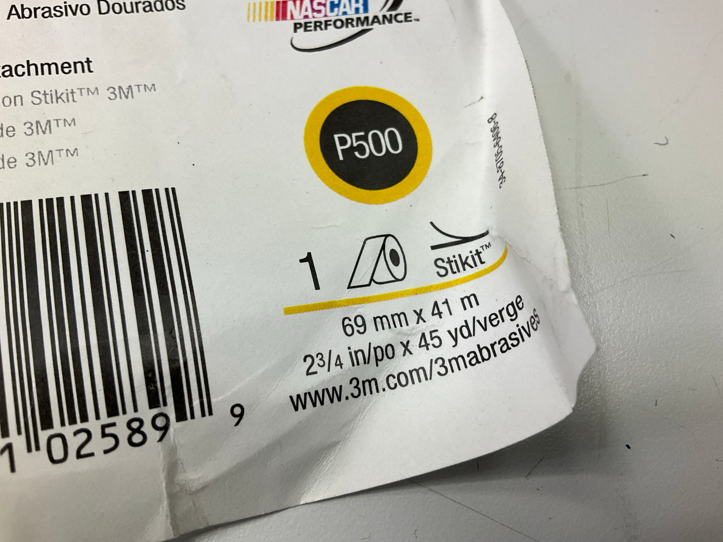 3M 02589 Stikit Gold Abrasive Sanding Sheet Roll P500A Grade 2.75'' X 45 Yard