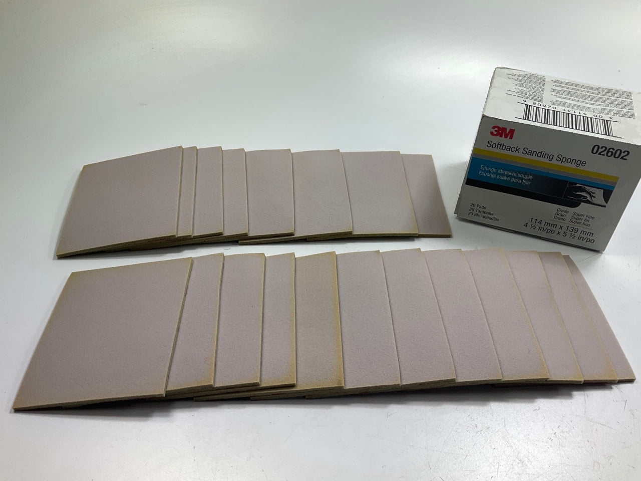 3M 02602 Softback Sanding Sponge 4-1/2 X 5-1/2 In, 20 Pack, Superfine Grit