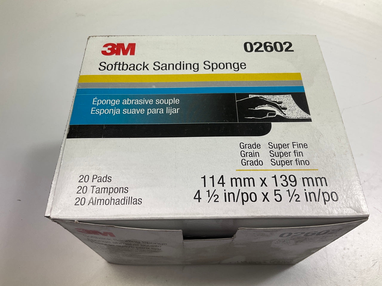 3M 02602 Softback Sanding Sponge 4-1/2 X 5-1/2 In, 20 Pack, Superfine Grit