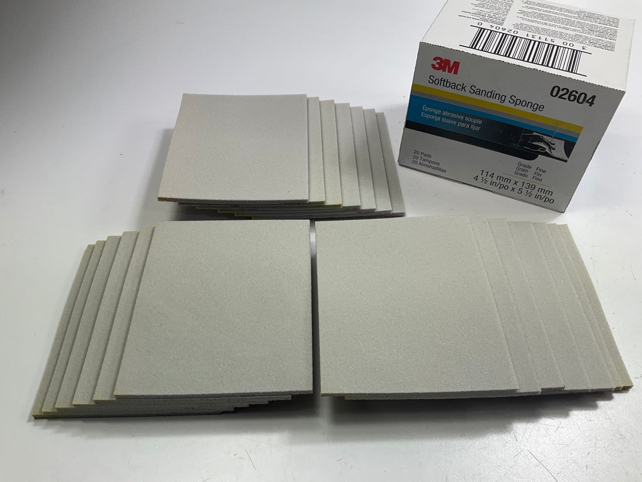 3M 02604 Softback Sanding Sponge Fine Grit, 4-1/2'' X 5-1/2'', Box Of 20