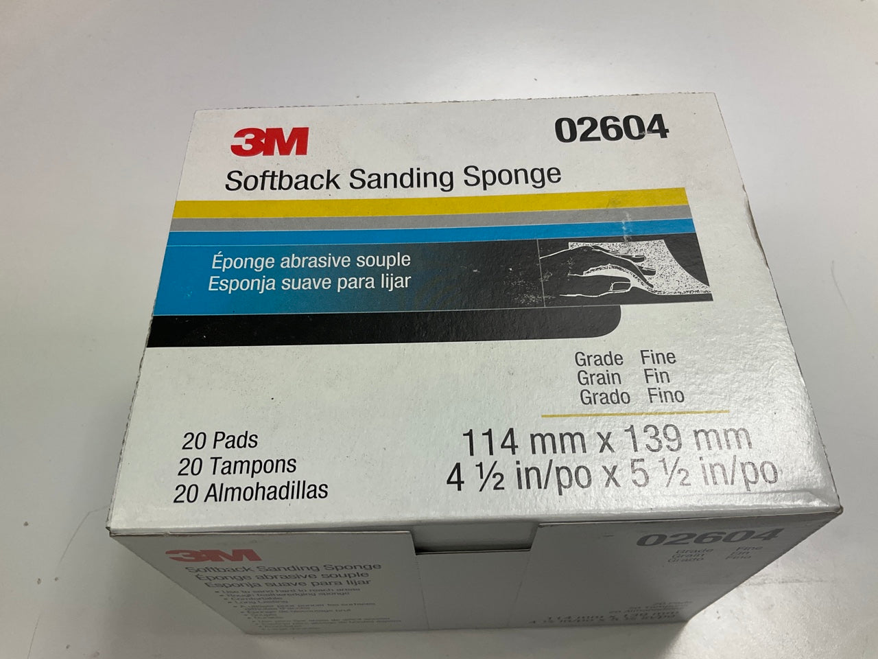 3M 02604 Softback Sanding Sponge Fine Grit, 4-1/2'' X 5-1/2'', Box Of 20