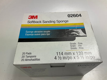 3M 02604 Softback Sanding Sponge Fine Grit, 4-1/2'' X 5-1/2'', Box Of 20