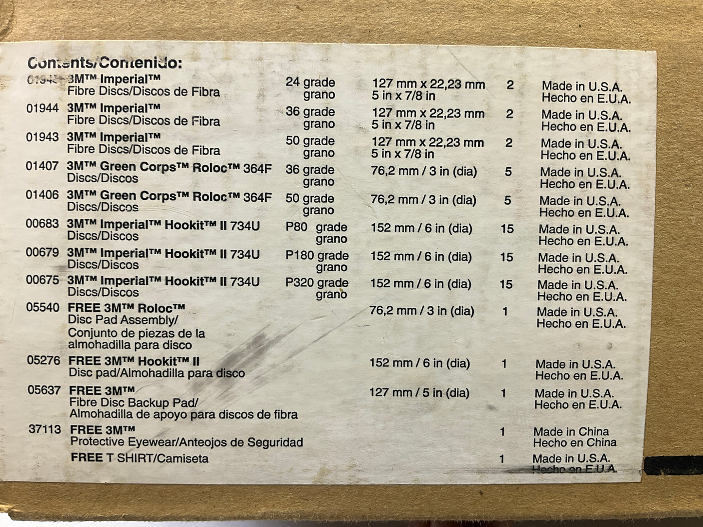 3M 02609 Sanding Disc Starter Kit, 24 36 50 Grit, 3'' & 5'' Diameter