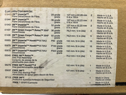 3M 02609 Sanding Disc Starter Kit, 24 36 50 Grit, 3'' & 5'' Diameter