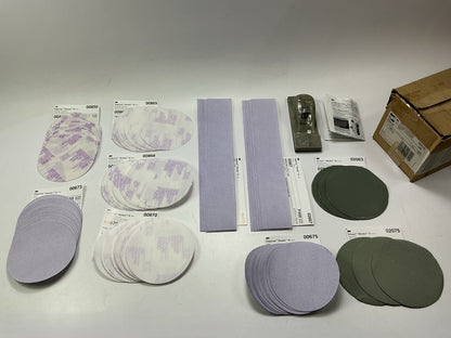INCOMPLETE 3M 02610 Sanding Disc & Sandpaper Sheets Starter Pack & Hand Block