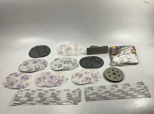 3M 02610 Sanding Disc & Sandpaper Sheets Assortment Starter Pack & Hand Block