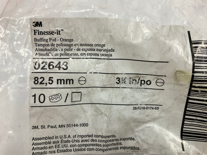 3M 02648 Finesse-it Orange Buffing Pad - 3-1/4 '' - Hook-and-Loop - QTY 8 Pads