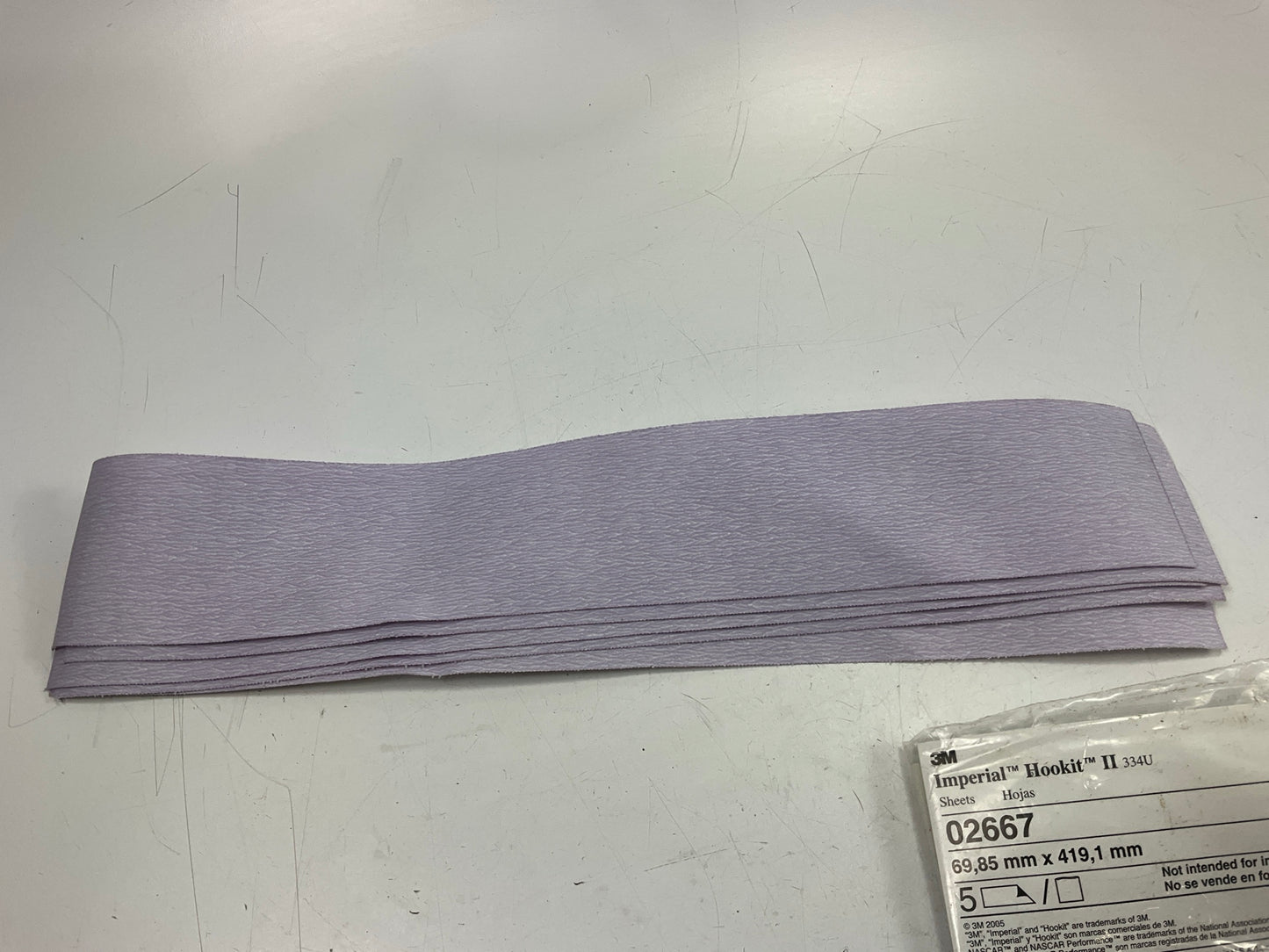 (5) 3M 02667 2.75''x16.5'' Hookit Purple Finishing Film Sandpaper Sheet 400 Grit