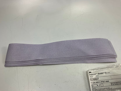 (5) 3M 02667 2.75''x16.5'' Hookit Purple Finishing Film Sandpaper Sheet 400 Grit