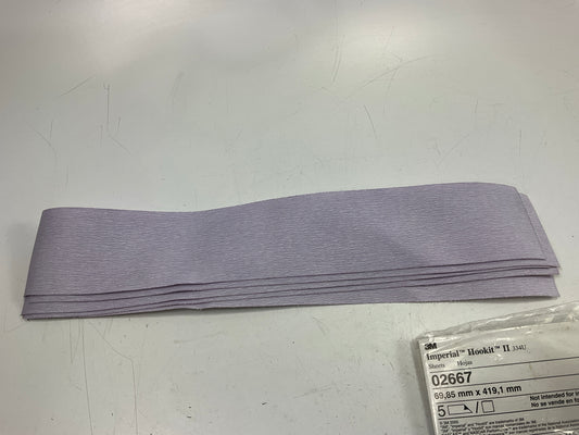 (5) 3M 02667 2.75''x16.5'' Hookit Purple Finishing Film Sandpaper Sheet 400 Grit