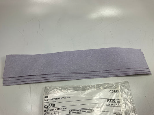 (5) 3M 02668 2.75''x16.5'' Hookit Purple Finishing Film Sandpaper Sheet 320 Grit