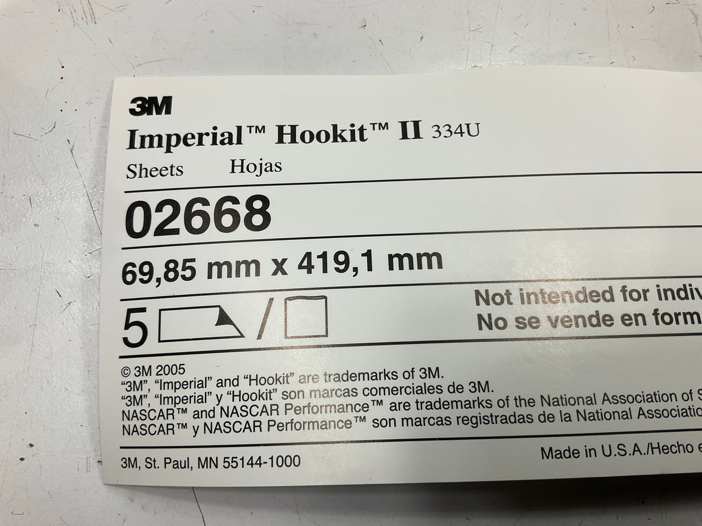 (5) 3M 02668 2.75''x16.5'' Hookit Purple Finishing Film Sandpaper Sheet 320 Grit