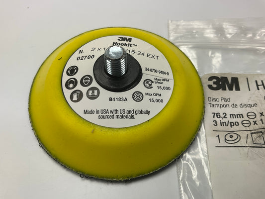 3M 02700 Hookit Disc Pad 3'' For DA Sander (5/16-24 Thread)