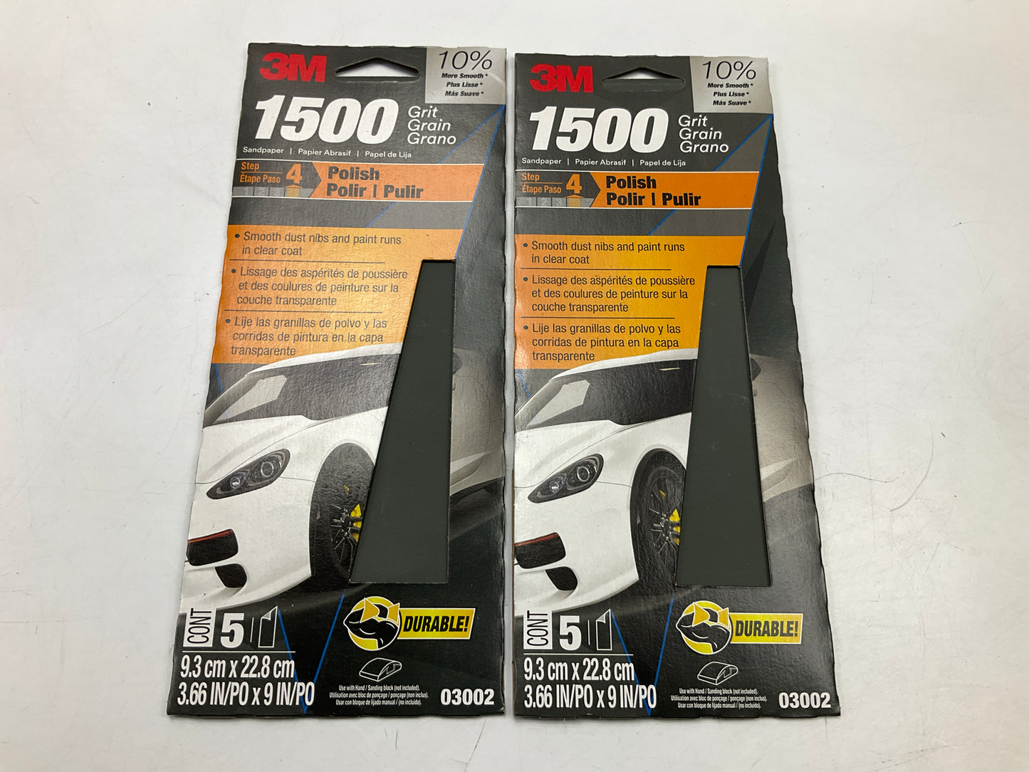 3M 03002  1500 Grit 3-2/3''x9'' Auto Sandpaper Sheets Polish (10 Sheets Total)