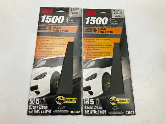 3M 03002  1500 Grit 3-2/3''x9'' Auto Sandpaper Sheets Polish (10 Sheets Total)