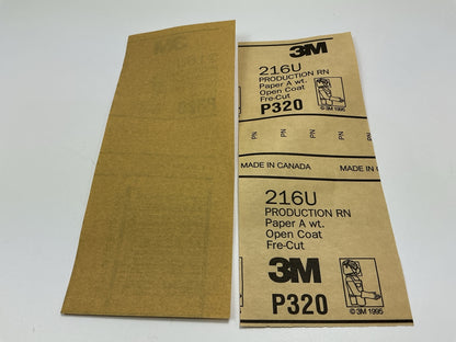 3M 03037 Sandpaper Sheets 320 Grit, 3.66''x9'', 5 / Pack