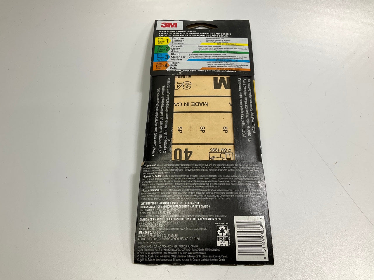 (10) 3M 03038 Sandpaper 40 Grit, 3-2/3'' X 9'' Suitable For Machine Hand Sanding