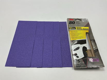 3M 03076 80 Grit, 3-2/3 In X 9 In Sandpaper Sheets, Pack Of 5